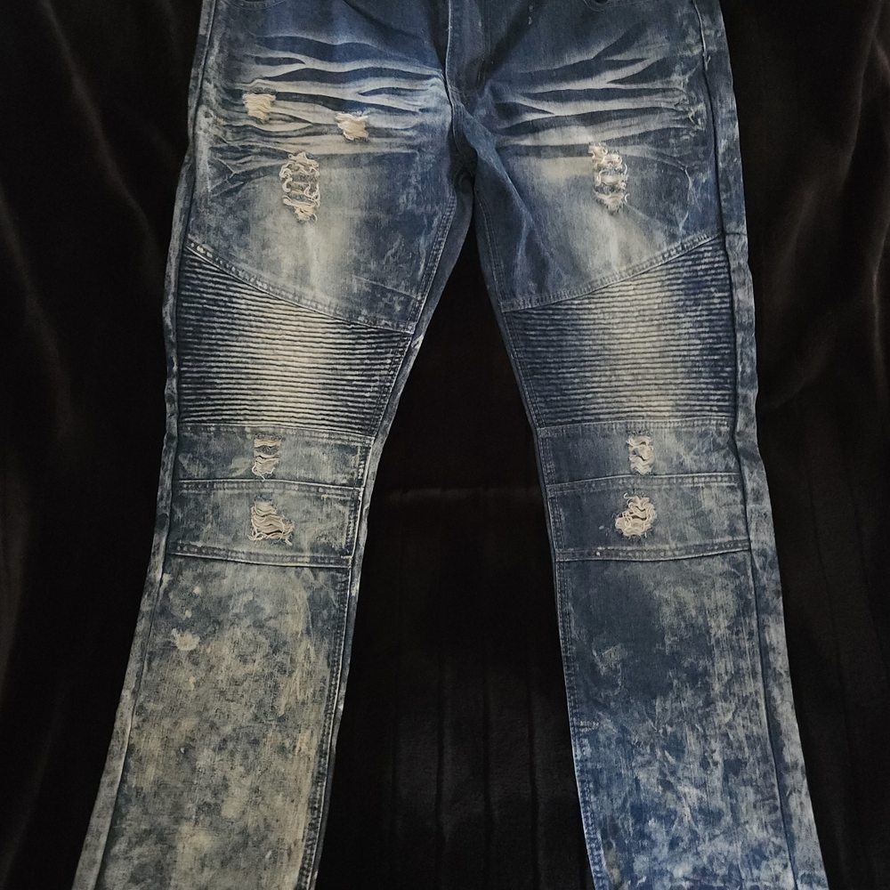 Men's Distressed Bleecker & Mercer Blue Jean Streetwear